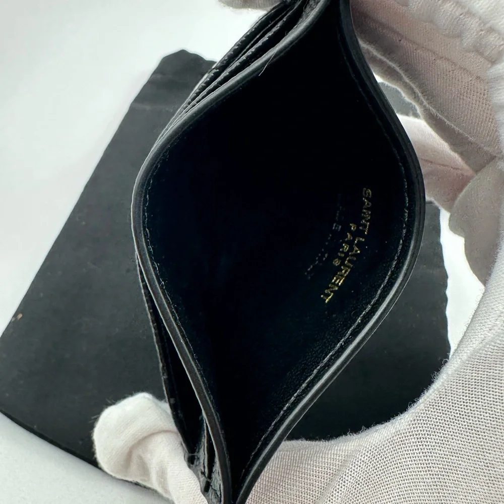 YSL Yves Saint Laurent Pebbled Leather Card Holder - Picture 7 of 9